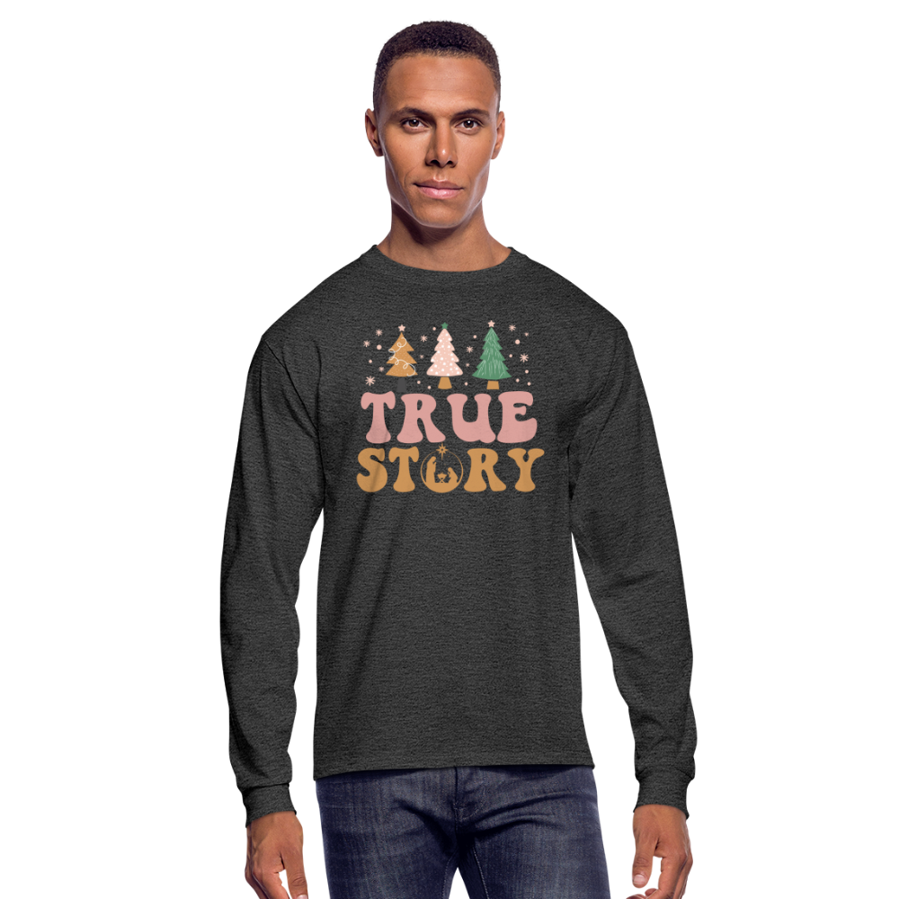 True Story Christmas Family Men's Long Sleeve T-Shirt - heather black