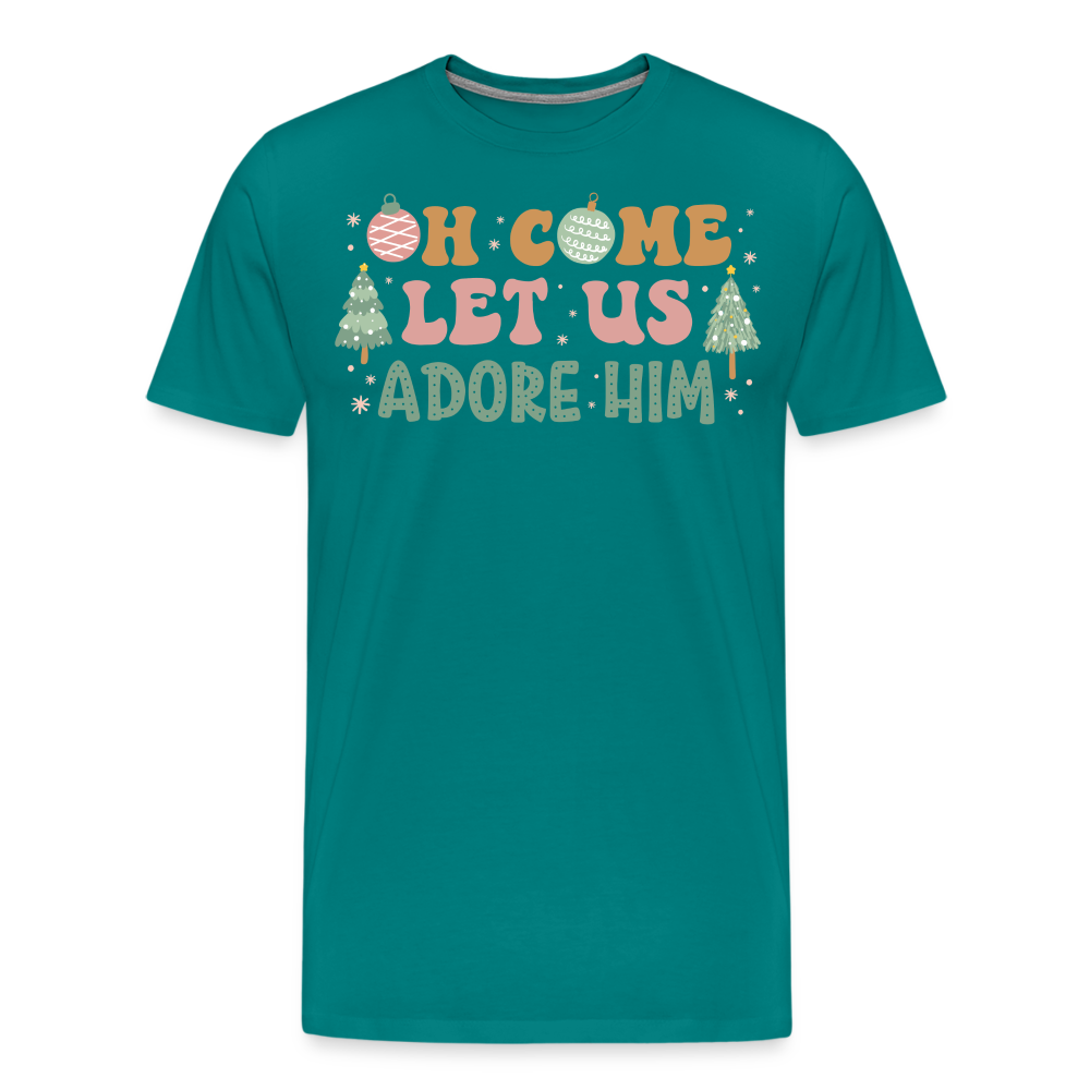 Oh Come Let Us Adore Him Christmas Family Men's Premium T-Shirt - teal