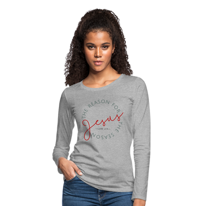 The Reason for the Season (Color) Christmas Women's Premium Long Sleeve T-Shirt - heather gray