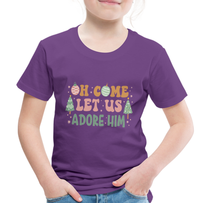 Oh Come Let us Adore Him Christmas Family Toddler Premium T-Shirt - purple