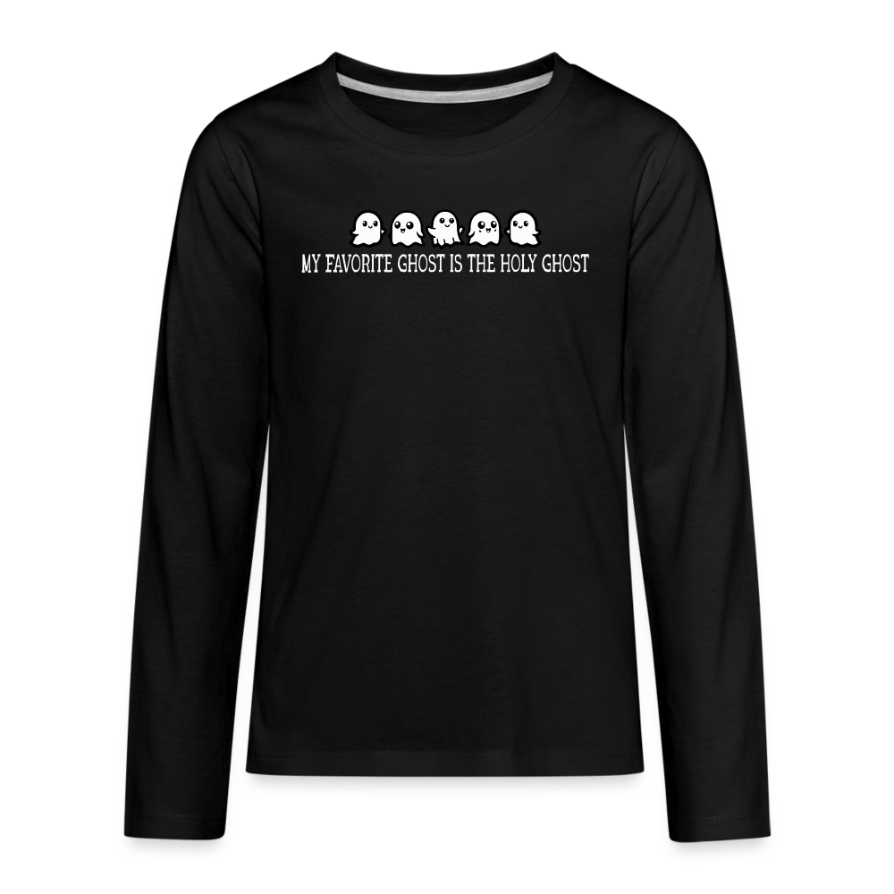 My Favorite Ghost is the Holy Ghost (W) Kid's Long Sleeve Shirt - black