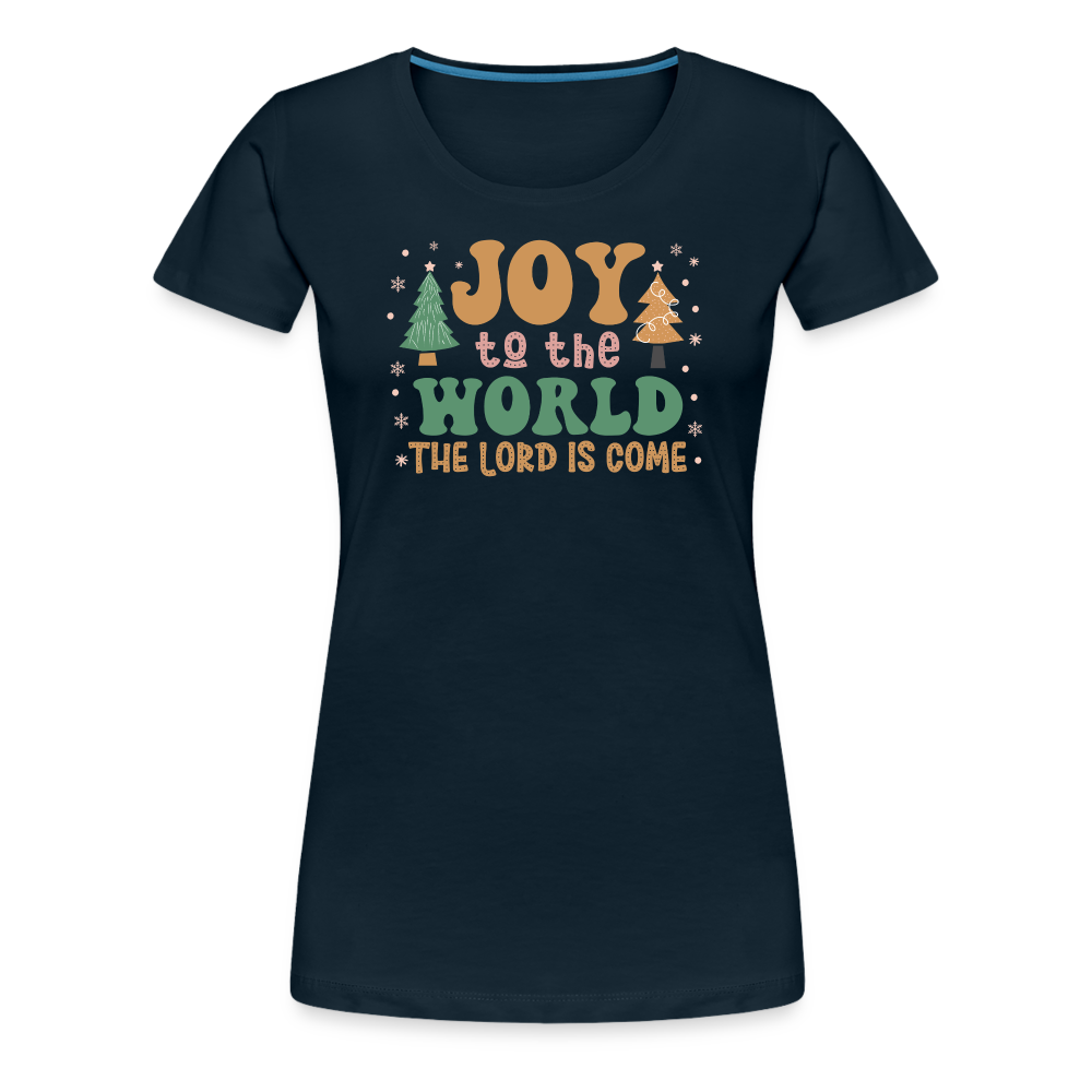 Joy to the World Christmas Family Women’s Premium T-Shirt - deep navy