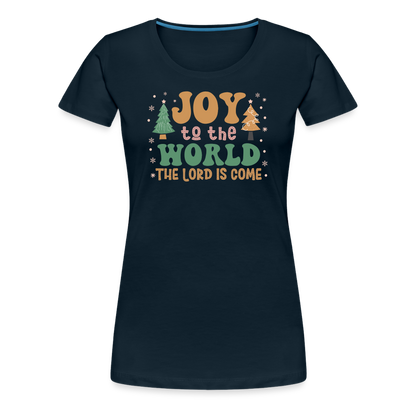 Joy to the World Christmas Family Women’s Premium T-Shirt - deep navy