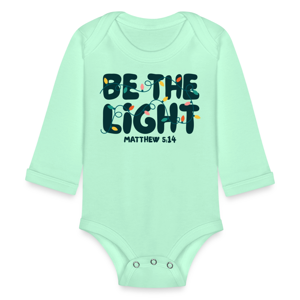 Be the Light Christmas Baby Long Sleeve Onesie - light mint