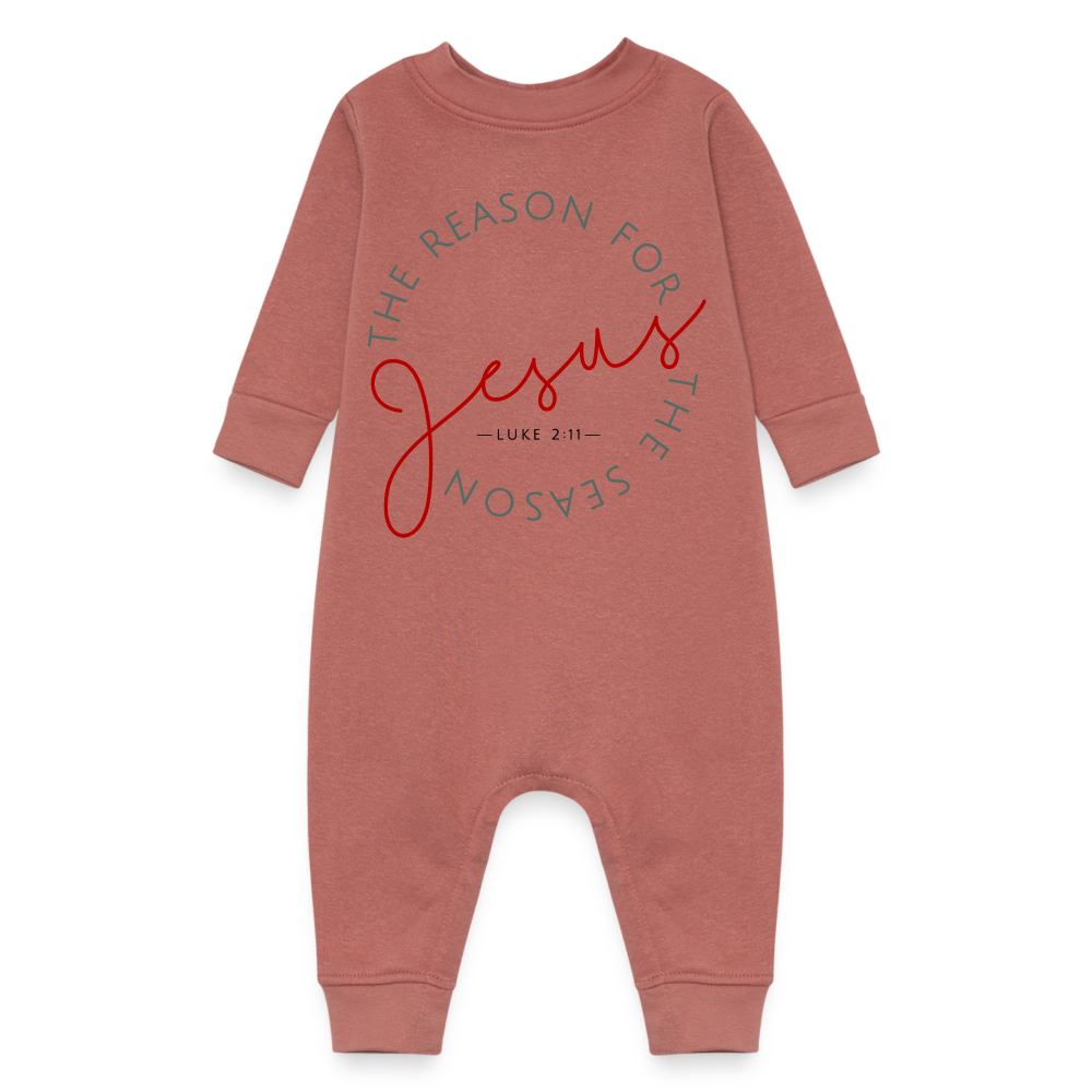 The Reason for the Season (Color) Christmas Family Baby Fleece One Piece - mauve