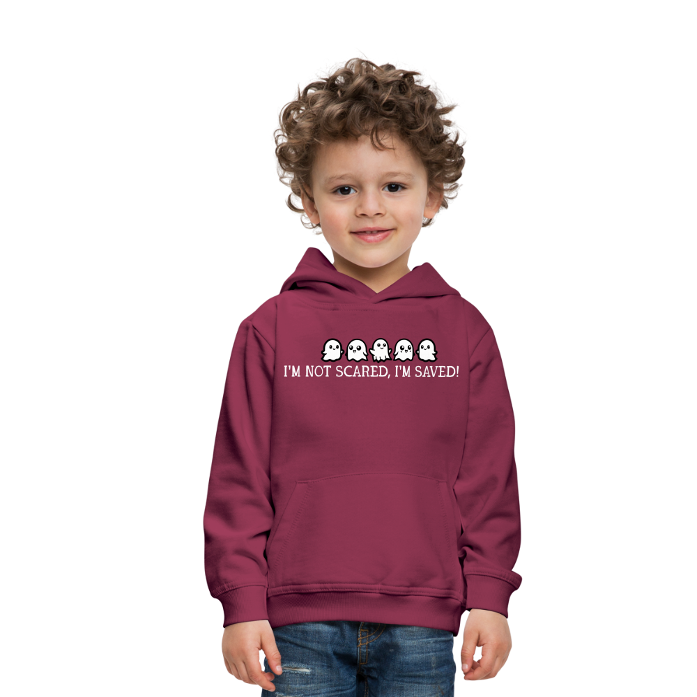 I'm Not Scared I'm Saved (W) Kid's Hoodie - burgundy