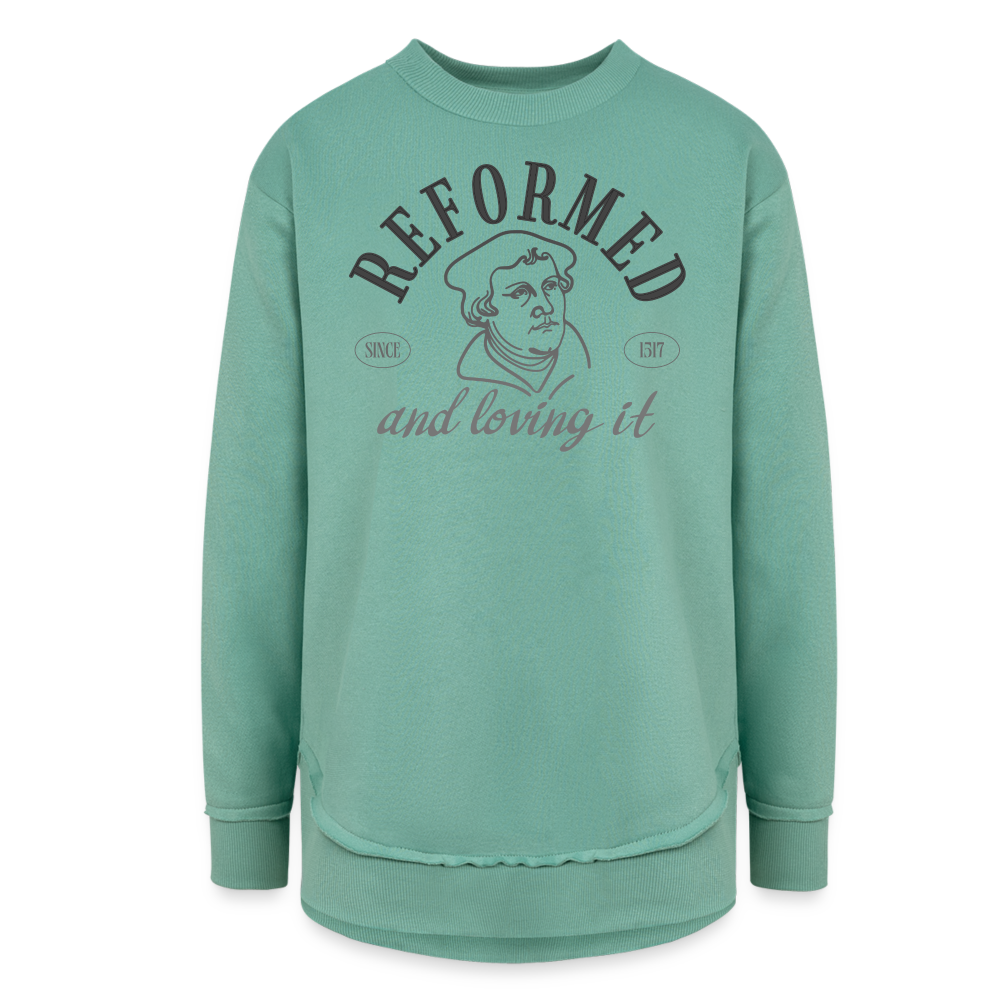 Reformed & Loving It Reformation Day Women's Weekend Tunic Fleece Sweatshirt - saltwater