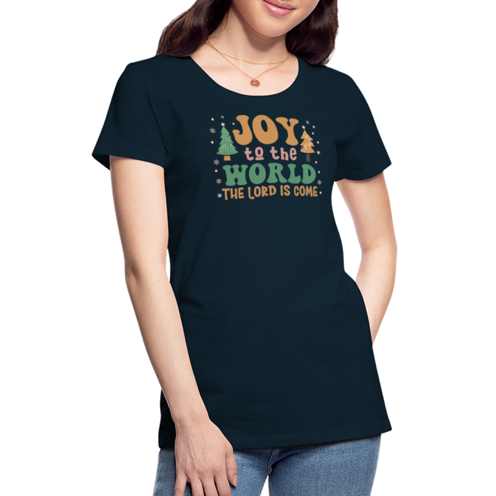 Joy to the World Christmas Family Women’s Premium T-Shirt - deep navy