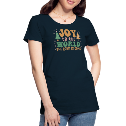 Joy to the World Christmas Family Women’s Premium T-Shirt - deep navy