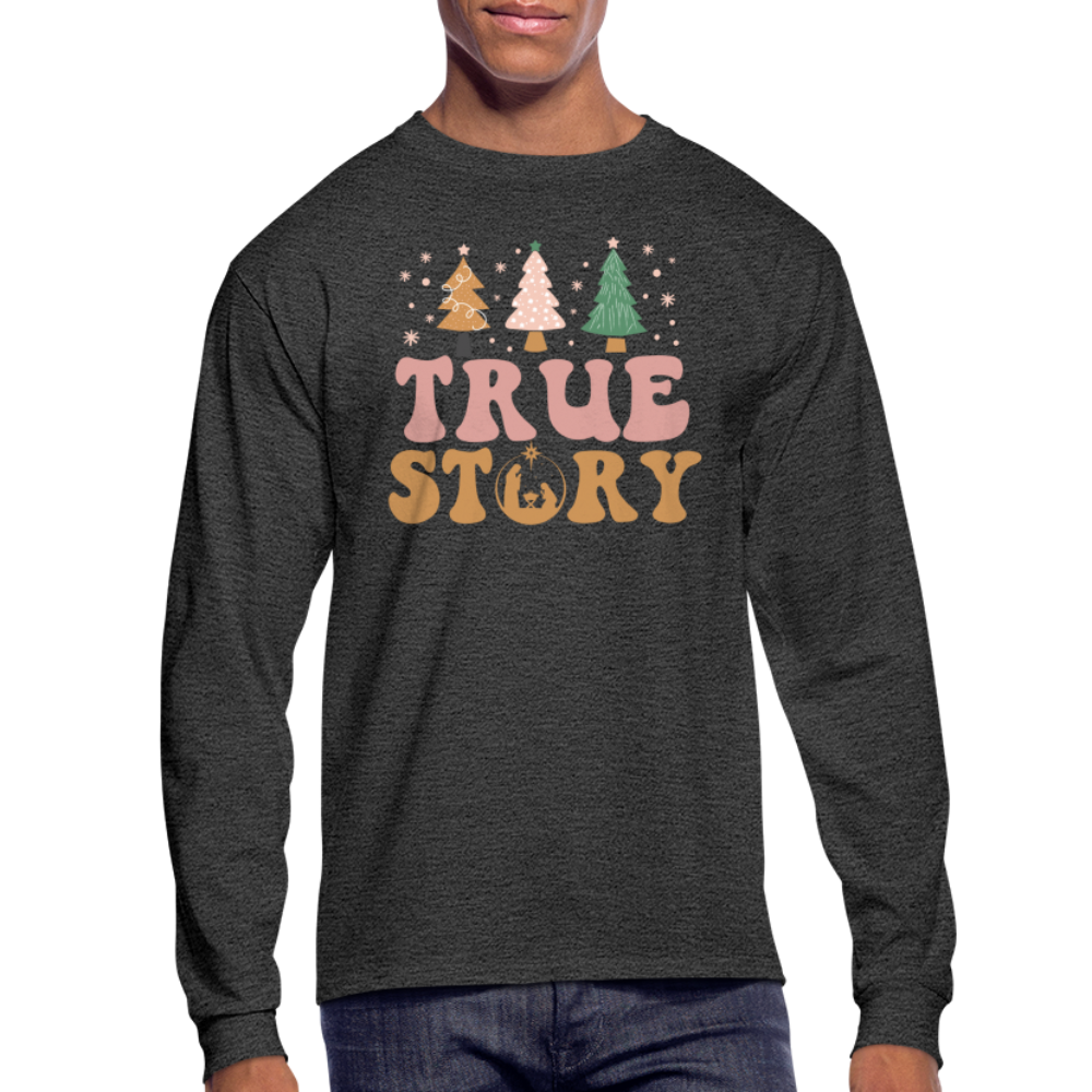 True Story Christmas Family Men's Long Sleeve T-Shirt - heather black