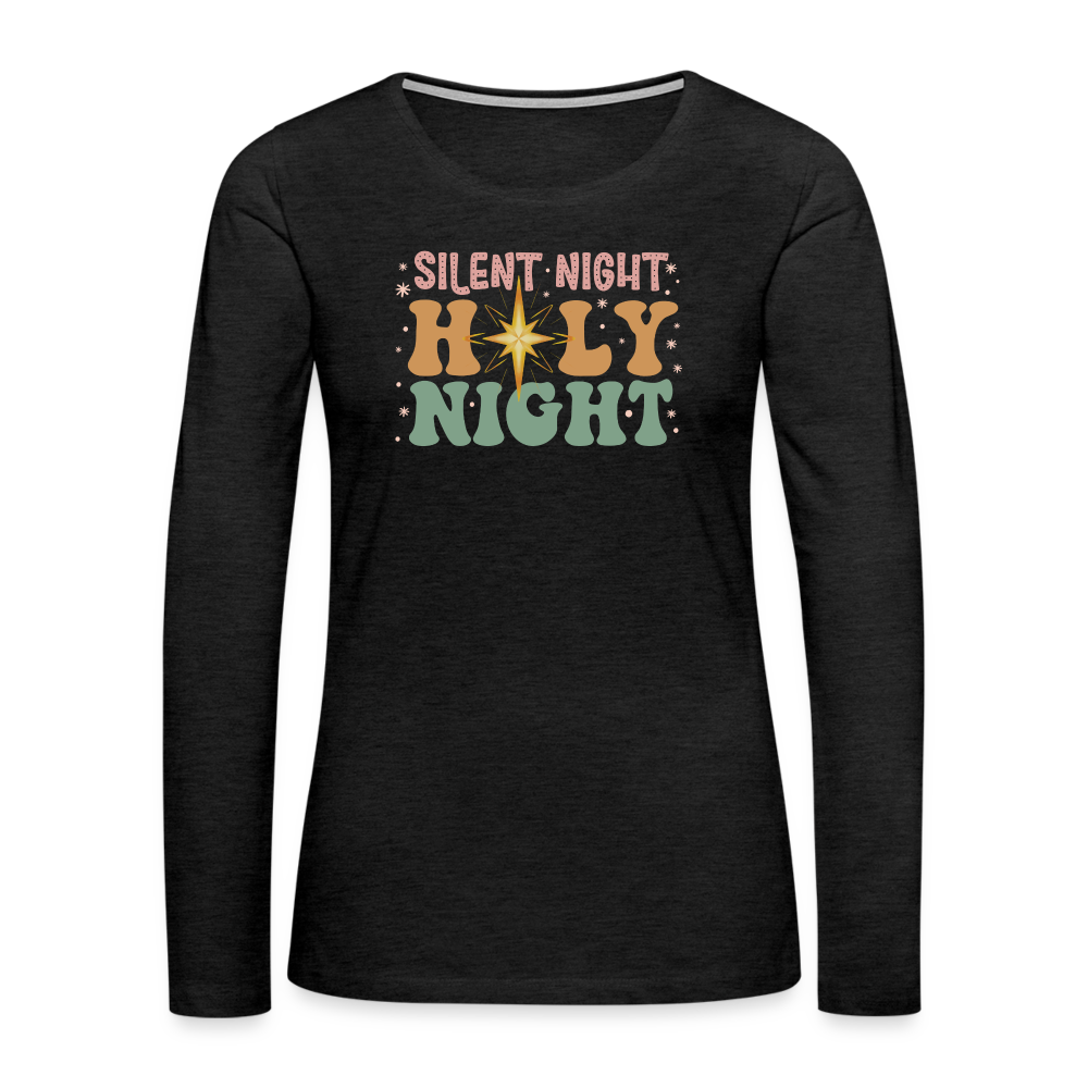 Silent Night Christmas Family Women's Premium Long Sleeve T-Shirt - charcoal grey