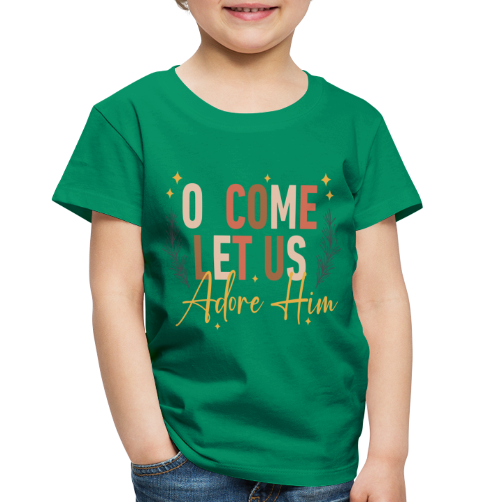 O Come Let us Adore Him Christmas Toddler Shirt - kelly green