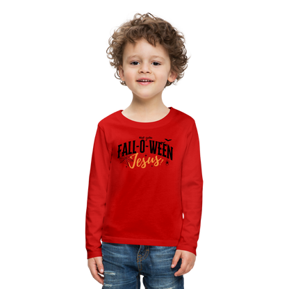 Are You Fall-O-Ween Jesus? Kid's Long Sleeve Shirt - red