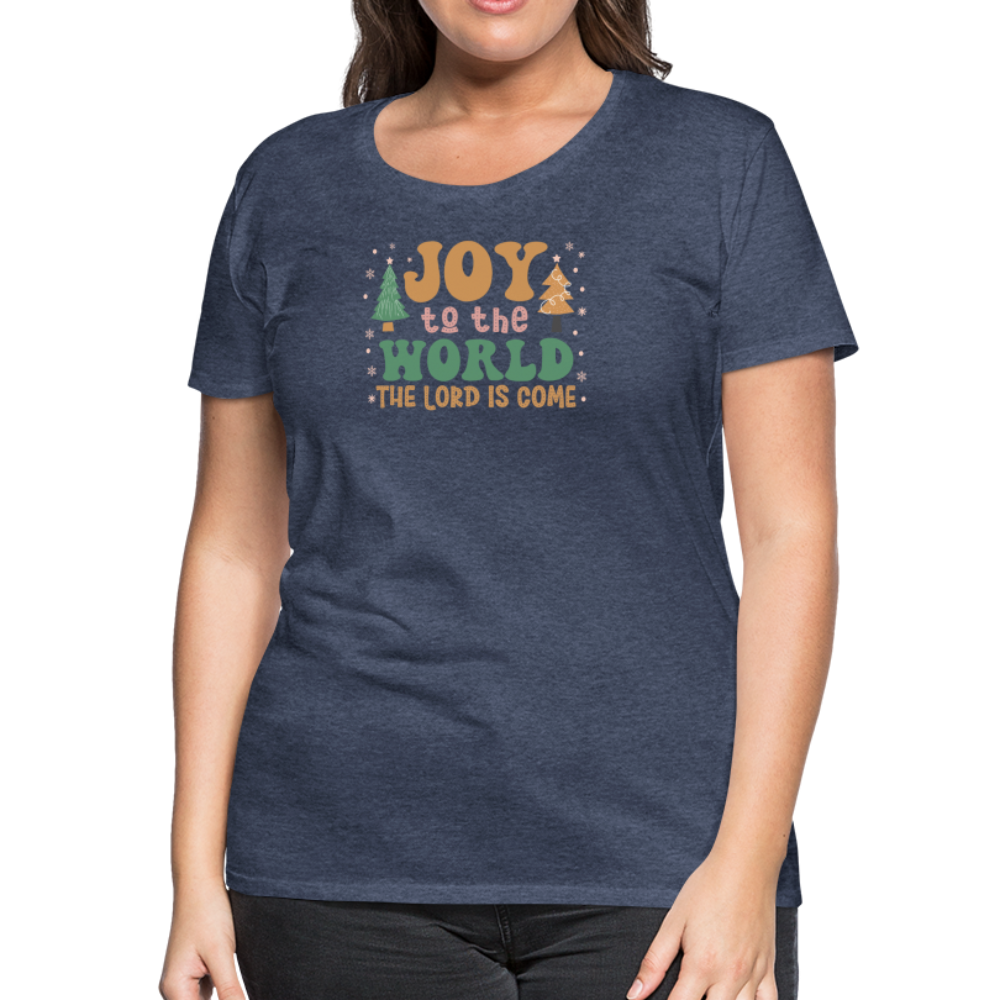 Joy to the World Christmas Family Women’s Premium T-Shirt - heather blue