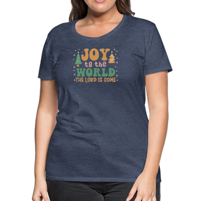 Joy to the World Christmas Family Women’s Premium T-Shirt - heather blue