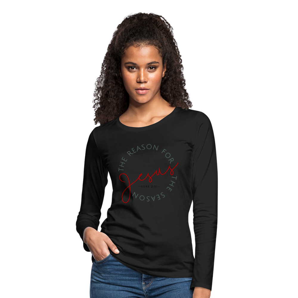 The Reason for the Season (Color) Christmas Women's Premium Long Sleeve T-Shirt - black