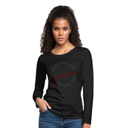 The Reason for the Season (Color) Christmas Women's Premium Long Sleeve T-Shirt - black