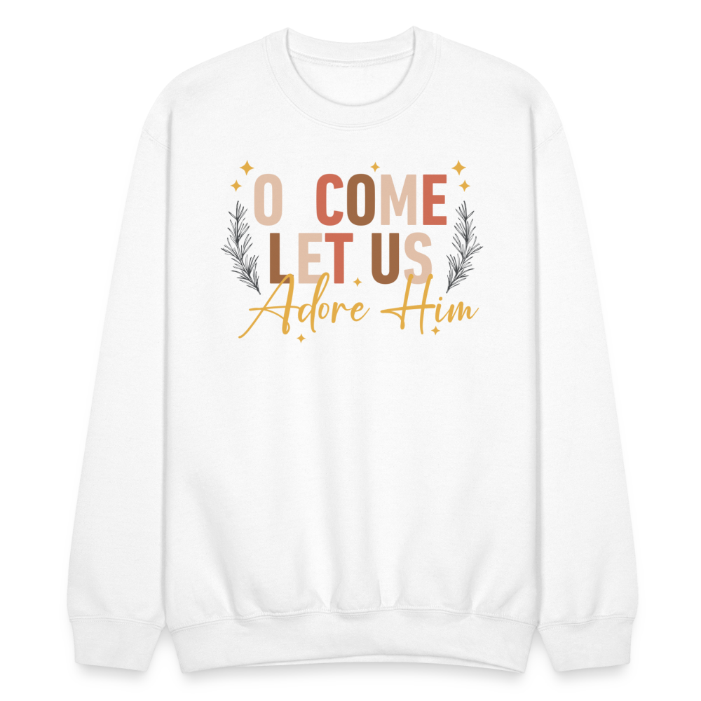 O Come Let us Adore Him Christmas Men's Sweater - white