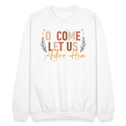 O Come Let us Adore Him Christmas Men's Sweater - white