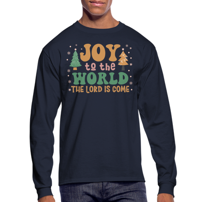 Joy to the World Christmas Family Men's Long Sleeve T-Shirt - navy