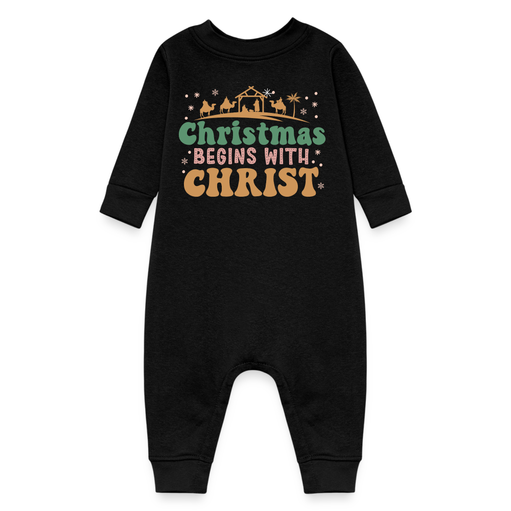 Christmas begins with Christ Family Baby Fleece One Piece - black