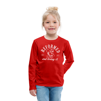 Reformed & Loving It (W) Reformation Day Kid's Long Sleeve Shirt - red