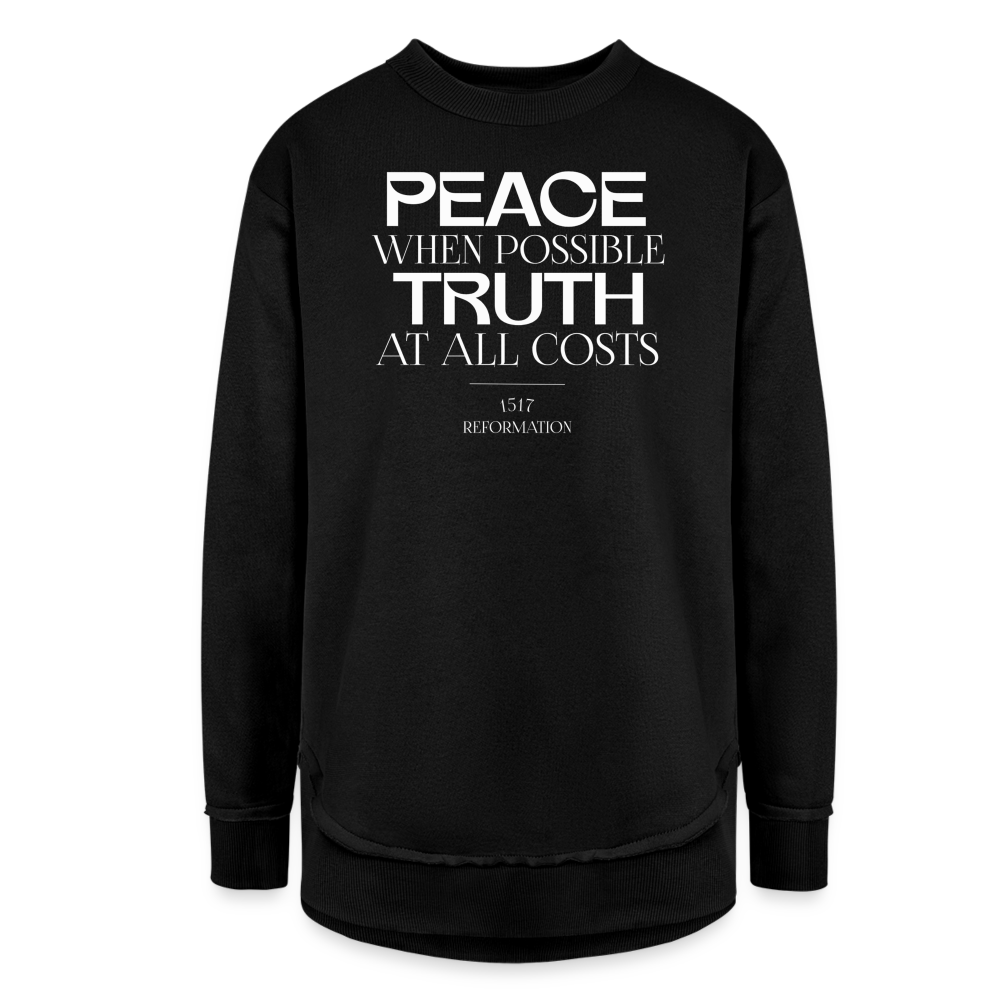 Peace when Possible Truth at All Costs Reformation Day (W) Women's Weekend Tunic Fleece Sweatshirt - black