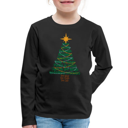 Names of Jesus Christmas Tree Kid's Long Sleeve Shirt - black