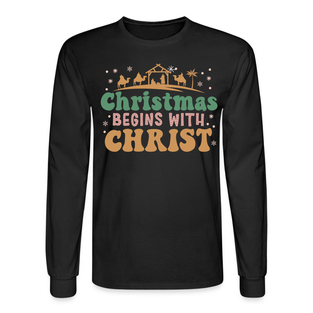 Christmas Begins with Christ Christmas Family Men's Long Sleeve T-Shirt - black