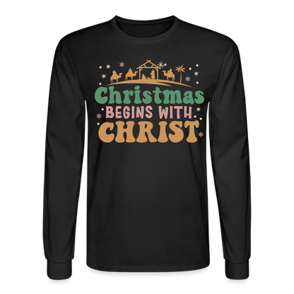 Christmas Begins with Christ Christmas Family Men's Long Sleeve T-Shirt - black