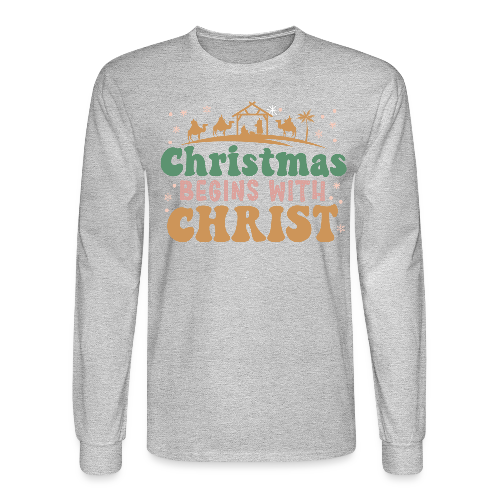 Christmas Begins with Christ Christmas Family Men's Long Sleeve T-Shirt - heather gray