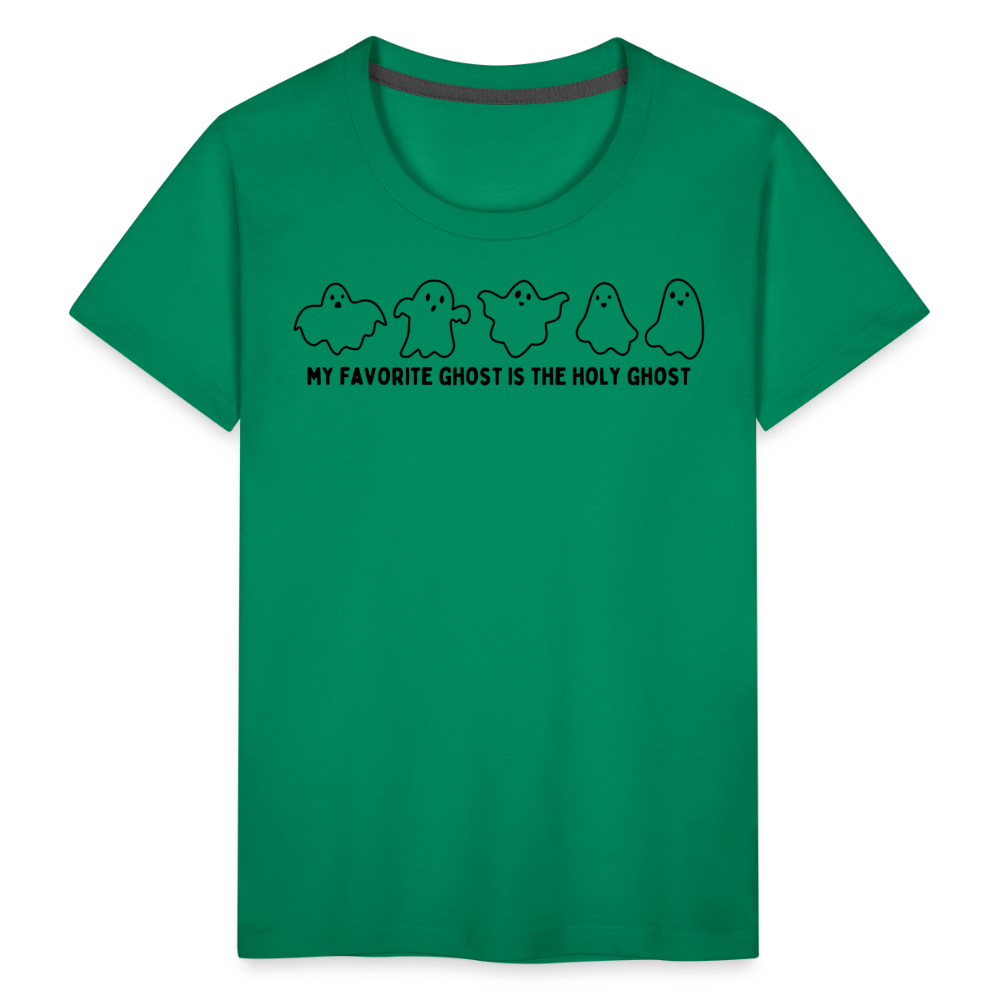 My Favorite Ghost is the Holy Ghost (B, Outline) Toddler T-Shirt - kelly green