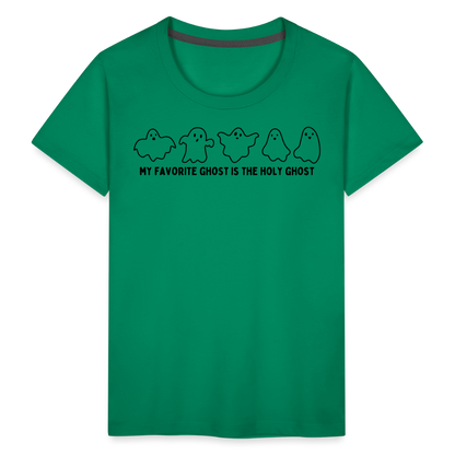 My Favorite Ghost is the Holy Ghost (B, Outline) Toddler T-Shirt - kelly green