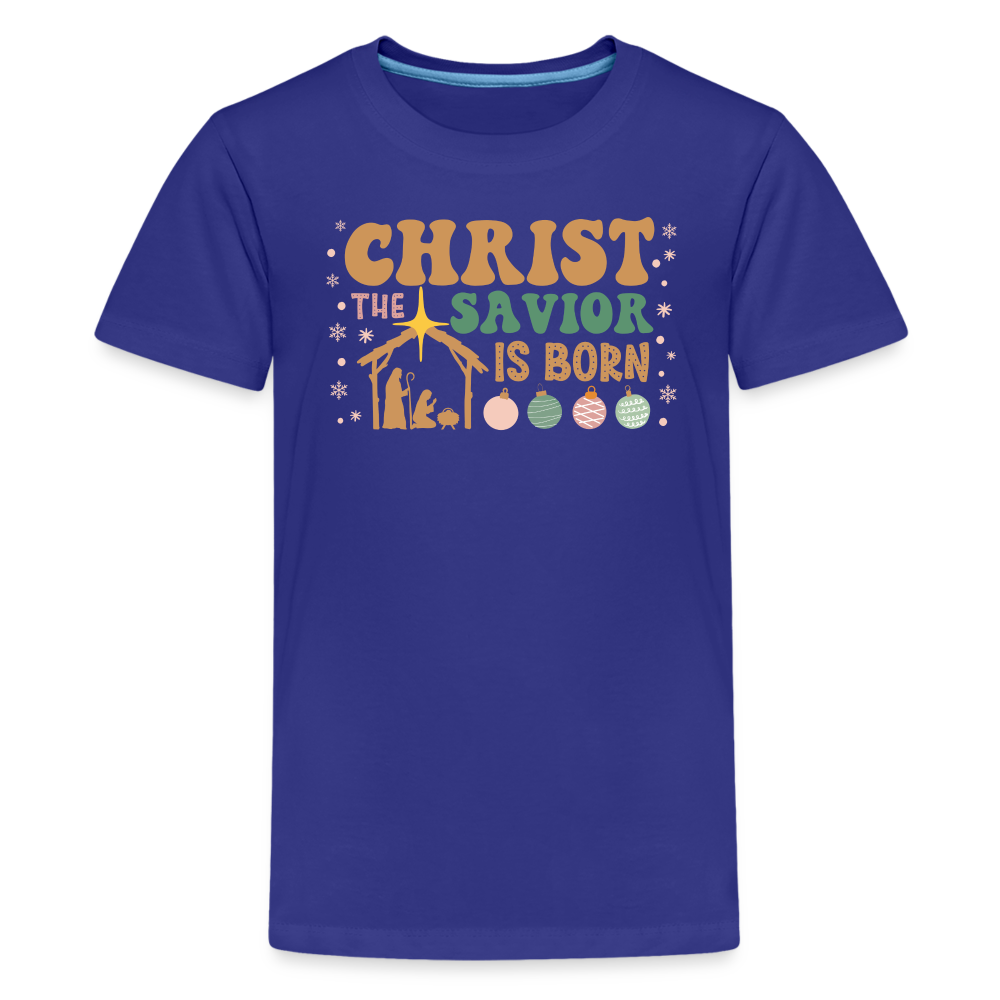 Christ the Savior is Born Christmas Family Kids' Premium T-Shirt - royal blue