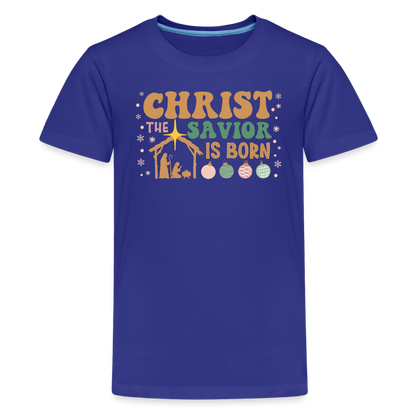 Christ the Savior is Born Christmas Family Kids' Premium T-Shirt - royal blue