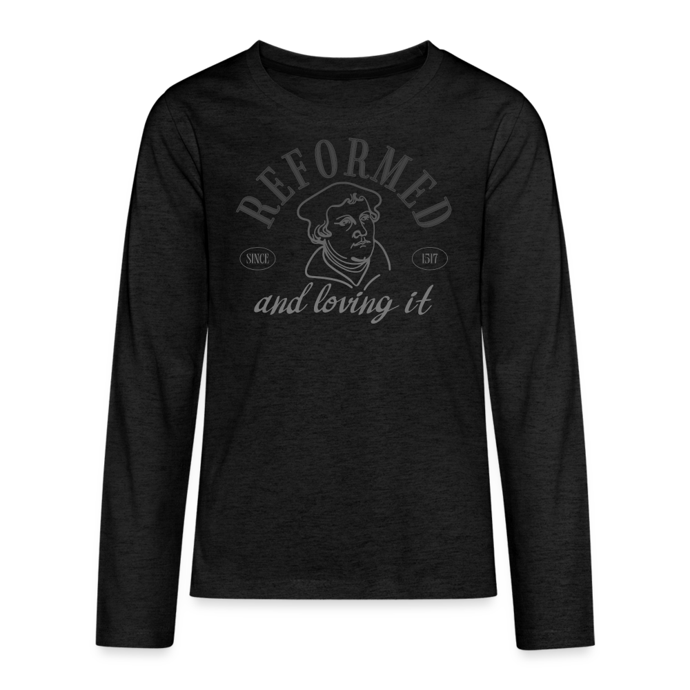 Reformed & Loving It Reformation Day Kid's Long Sleeve Shirt - charcoal grey