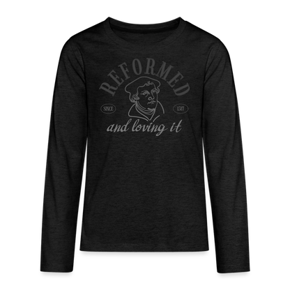 Reformed & Loving It Reformation Day Kid's Long Sleeve Shirt - charcoal grey