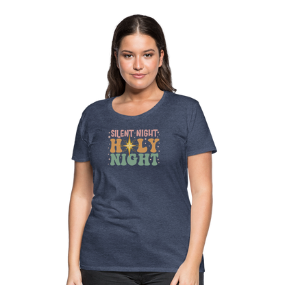 Silent Night Christmas Family Women’s Premium T-Shirt - heather blue