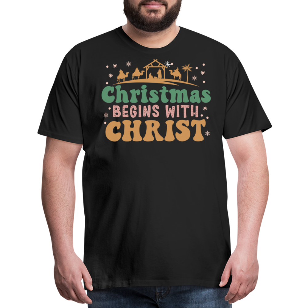 Christmas Begins with Christ is Born Christmas Family Men's Premium T-Shirt - black