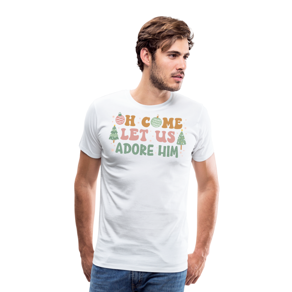 Oh Come Let Us Adore Him Christmas Family Men's Premium T-Shirt - white