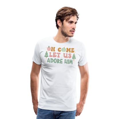 Oh Come Let Us Adore Him Christmas Family Men's Premium T-Shirt - white