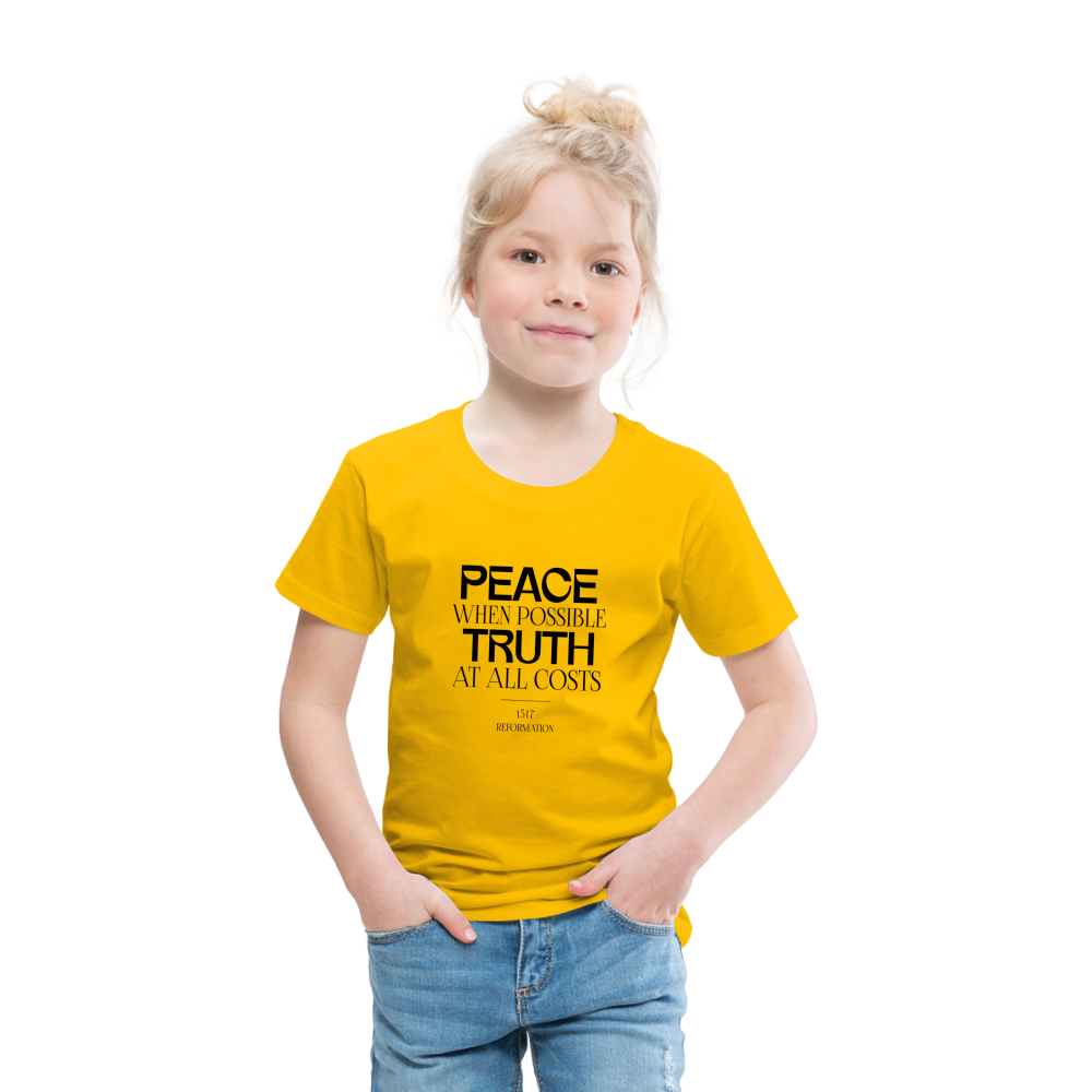 Peace when Possible Truth at All Costs Reformation Day Toddler T-Shirt - sun yellow