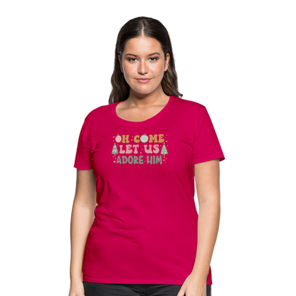 O Come Let Us Adore Him Christmas Family Women’s Premium T-Shirt - dark pink