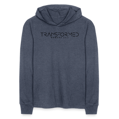 Transformed Romans 12:1 Men's Long Sleeve Shirt with Hood - heather navy