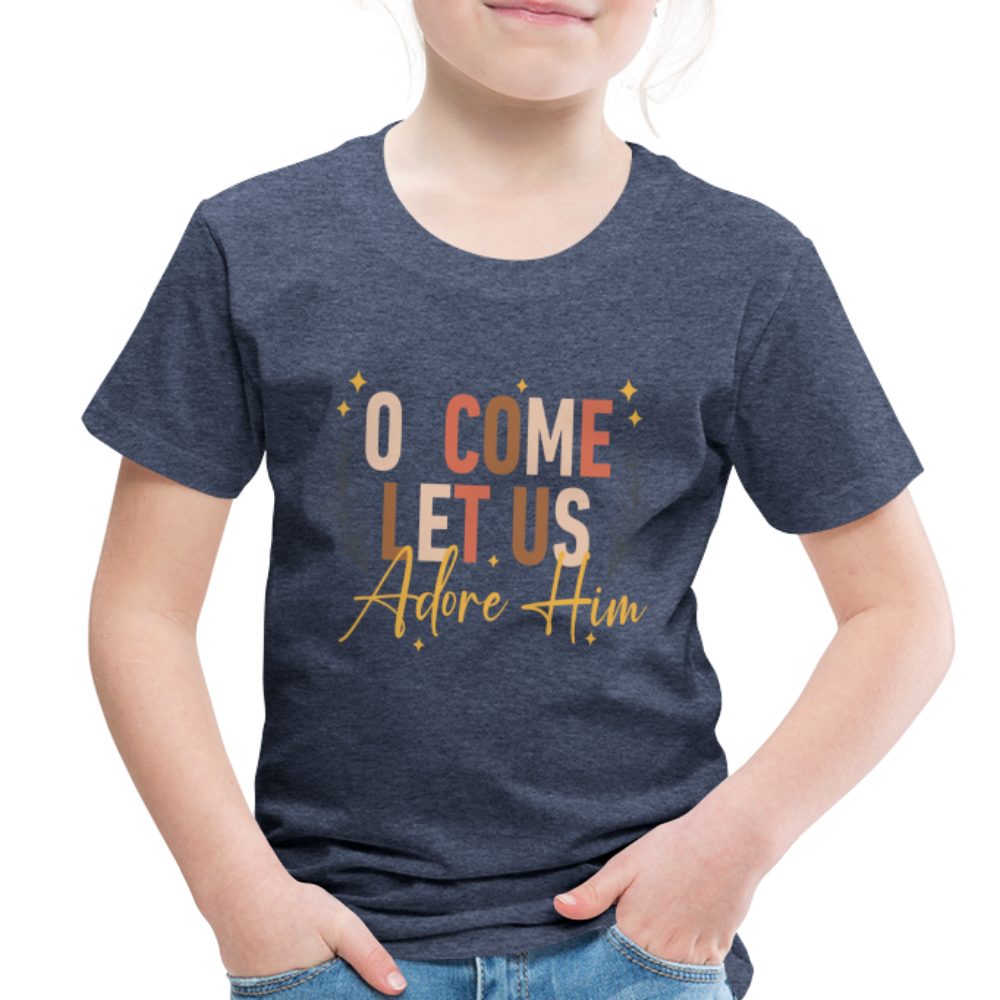 O Come Let us Adore Him Christmas Toddler Shirt - heather blue