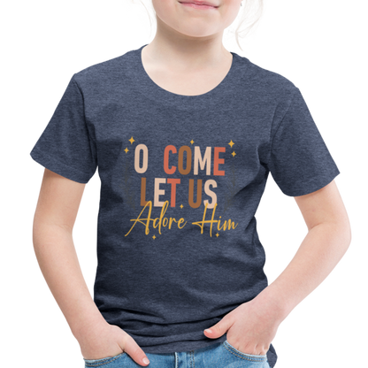 O Come Let us Adore Him Christmas Toddler Shirt - heather blue