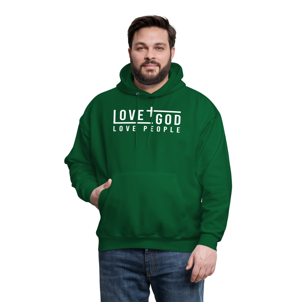 Love God Love People Men's Hoodie - forest green