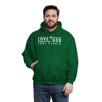 Love God Love People Men's Hoodie - forest green