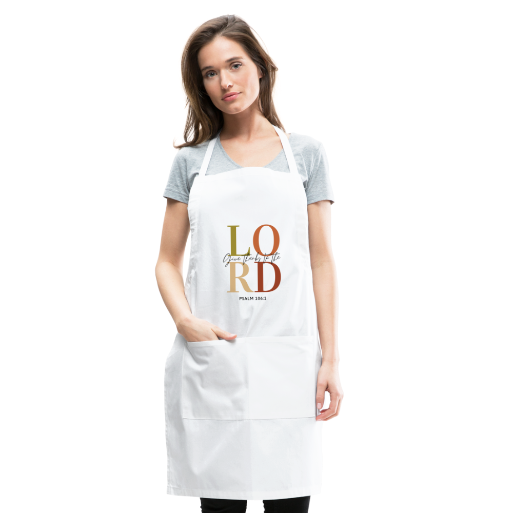 Give Thanks to the Lord Apron - white