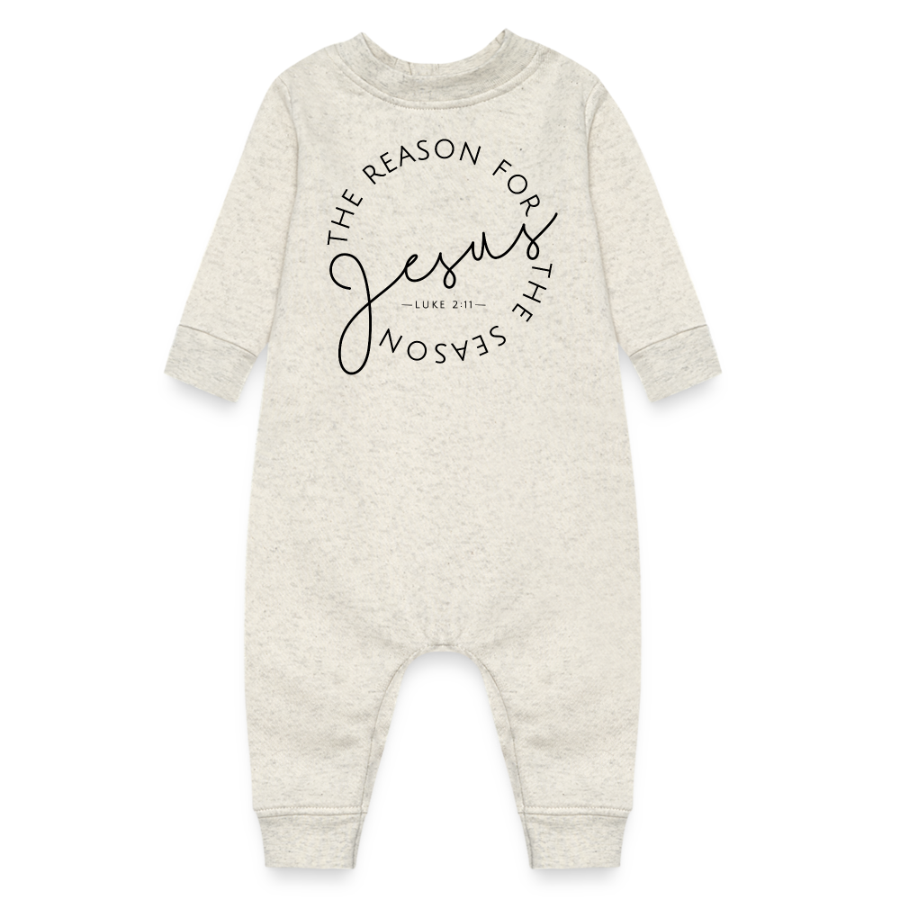 The Reason for the Season Christmas Baby Fleece One Piece - heather oatmeal